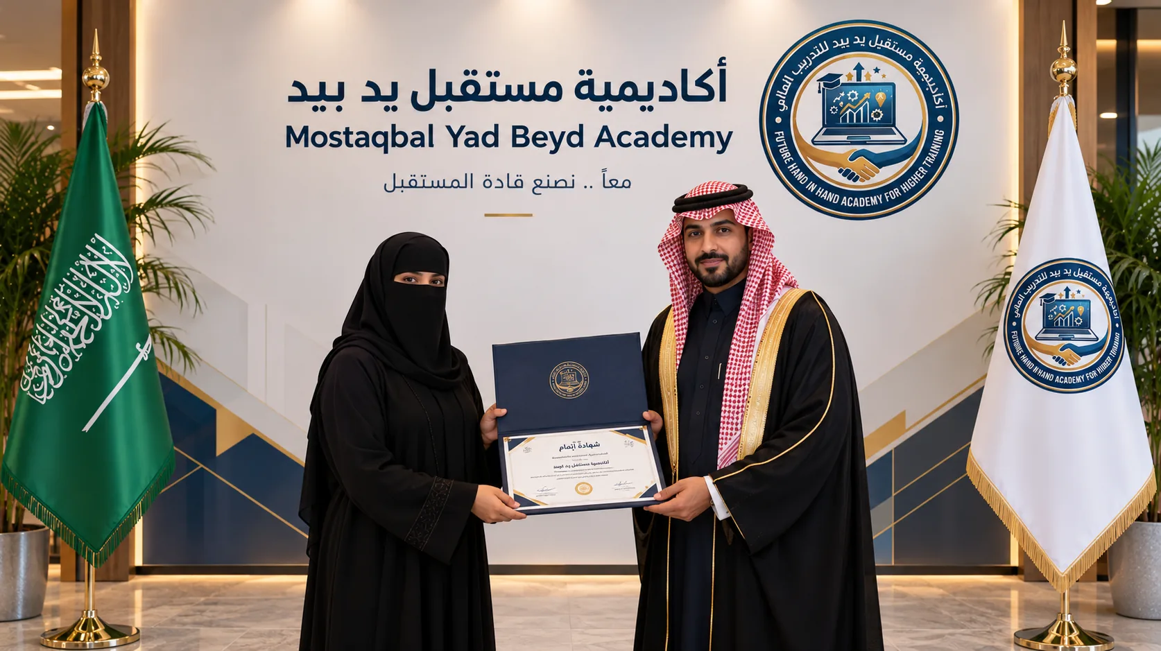 تسليم شهادة في مقر أكاديمية مستقبل يد بيد